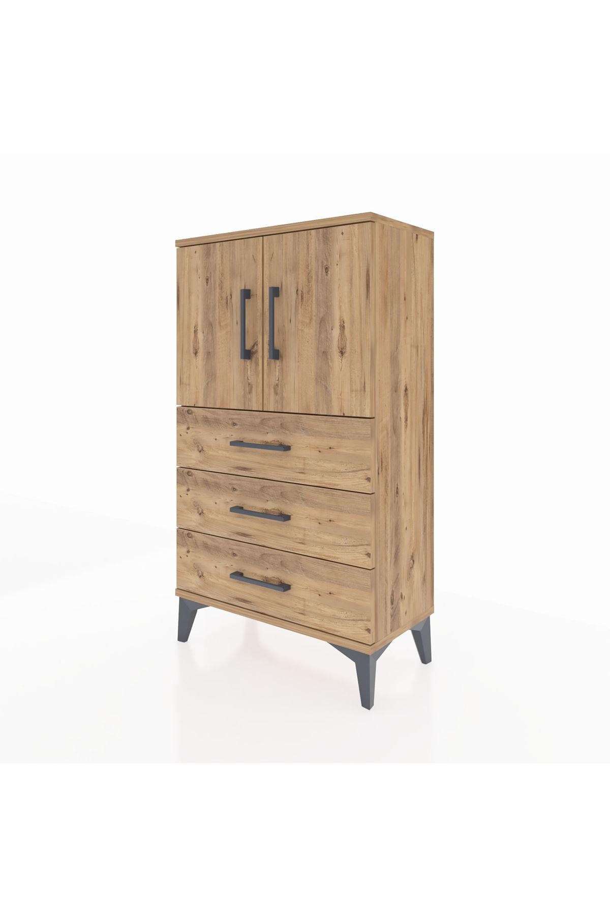 Arges Komodin 2 Raflı 3 Çekmeceli 2 Kapaklı 60x30x106 - S15M008V9A