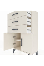 Arges Komodin Tek Raflı 3 Çekmeceli 2 Kapaklı 60x30x106 - S15M009V1A