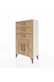 Arges Komodin Tek Raflı 3 Çekmeceli 2 Kapaklı 60x30x106 - S15M009V3A