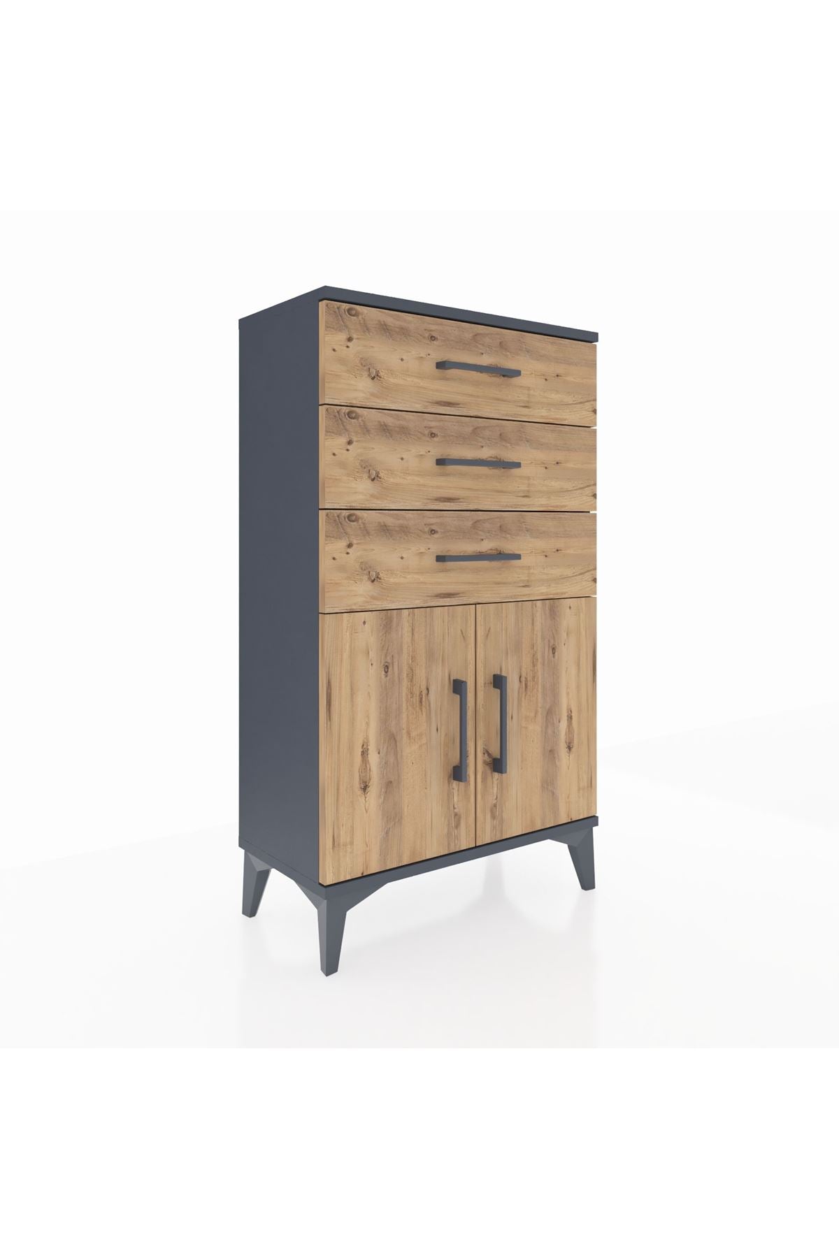 Arges Komodin Tek Raflı 3 Çekmeceli 2 Kapaklı 60x30x106 - S15M009V6A