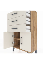 Arges Komodin Tek Raflı 3 Çekmeceli 2 Kapaklı 60x30x106 - S15M009V7A
