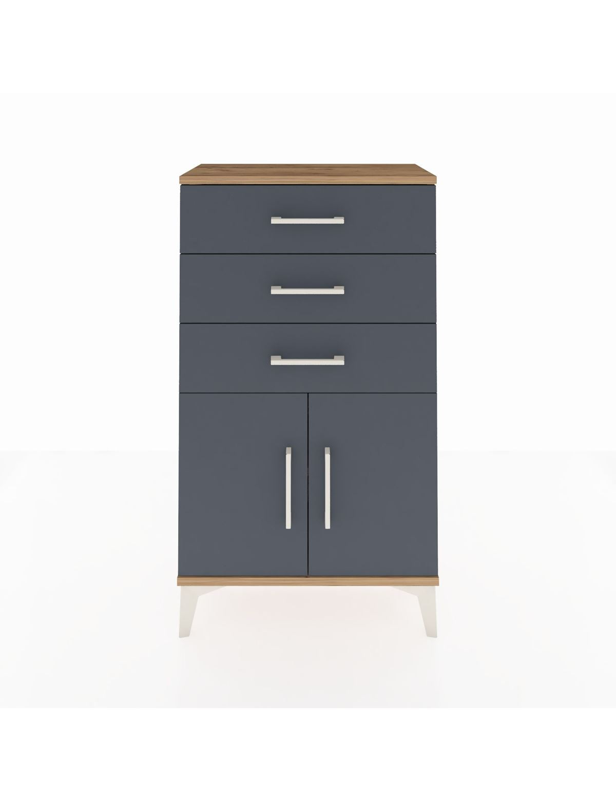 Arges Komodin Tek Raflı 3 Çekmeceli 2 Kapaklı 60x30x106 - S15M009V8A