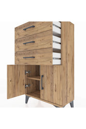 Arges Komodin Tek Raflı 3 Çekmeceli 2 Kapaklı 60x30x106 - S15M009V9A