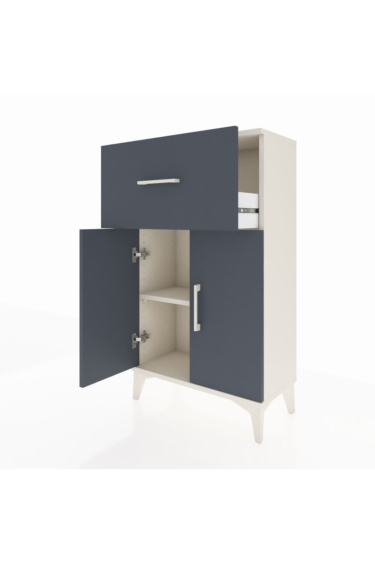 Arges Komodin Tek Raflı Tek Çekmeceli 2 Kapaklı 60x30x106 - S15M010V2A