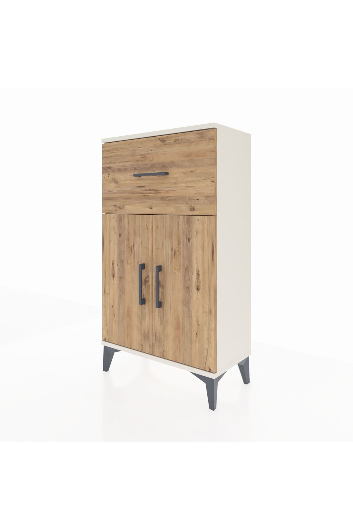 Arges Komodin Tek Raflı Tek Çekmeceli 2 Kapaklı 60x30x106 - S15M010V3A