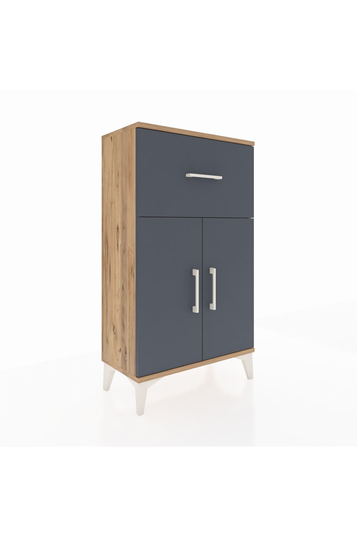 Arges Komodin Tek Raflı Tek Çekmeceli 2 Kapaklı 60x30x106 - S15M010V8A