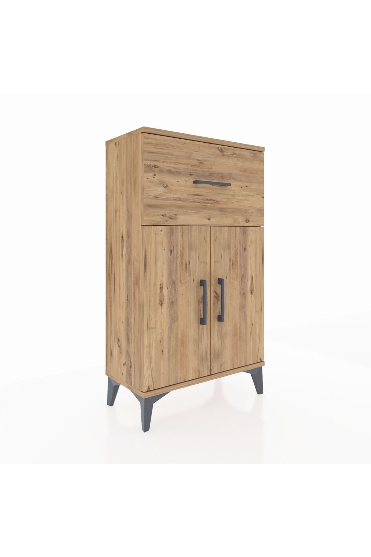 Arges Komodin Tek Raflı Tek Çekmeceli 2 Kapaklı 60x30x106 - S15M010V9A
