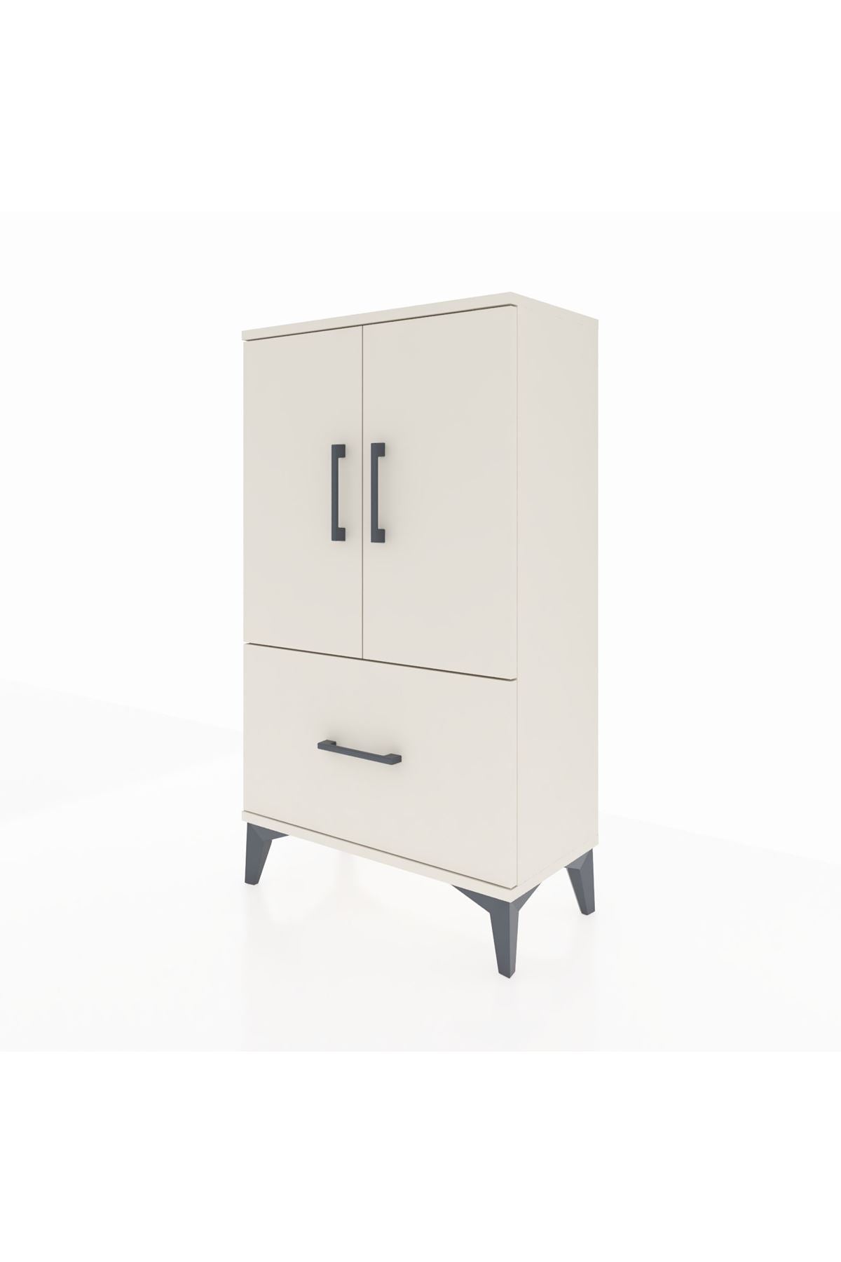 Arges Komodin 2 Raflı Tek Çekmeceli 2 Kapaklı 60x30x106 - S15M011V1A