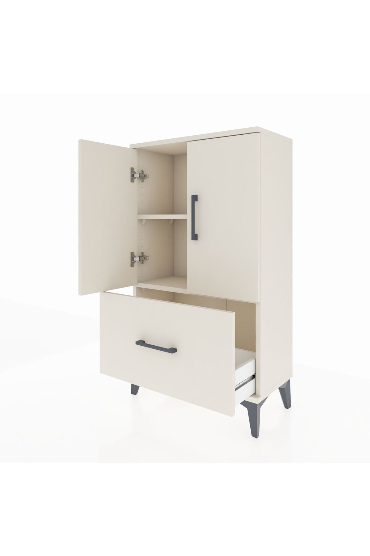 Arges Komodin 2 Raflı Tek Çekmeceli 2 Kapaklı 60x30x106 - S15M011V1A