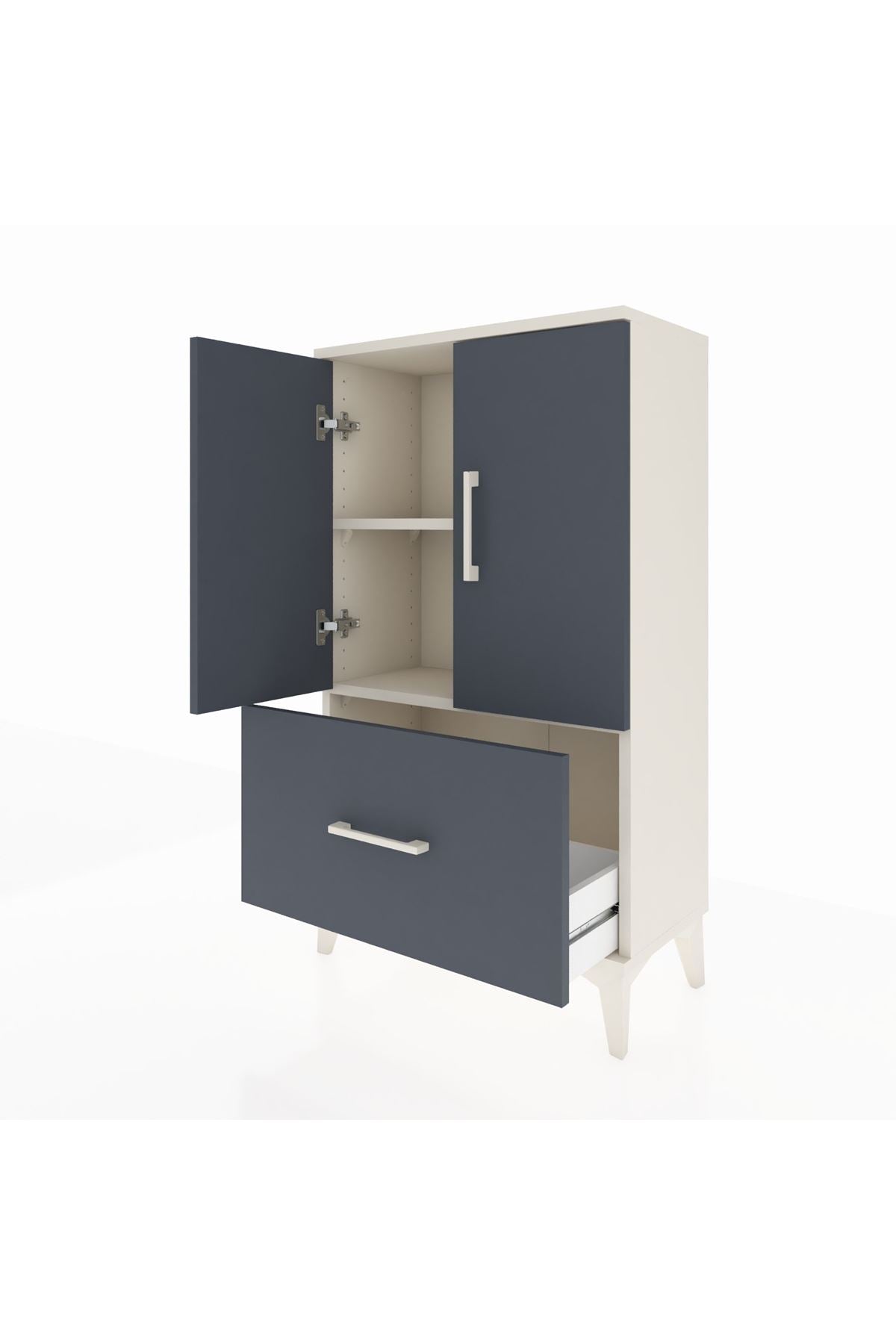 Arges Komodin 2 Raflı Tek Çekmeceli 2 Kapaklı 60x30x106 - S15M011V2A