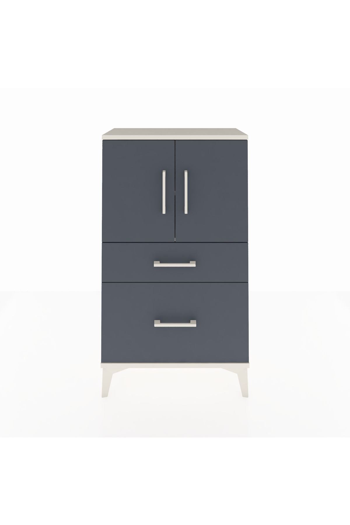 Arges Komodin 2 Raflı 2 Çekmeceli 2 Kapaklı 60x30x106 - S15M012V2A