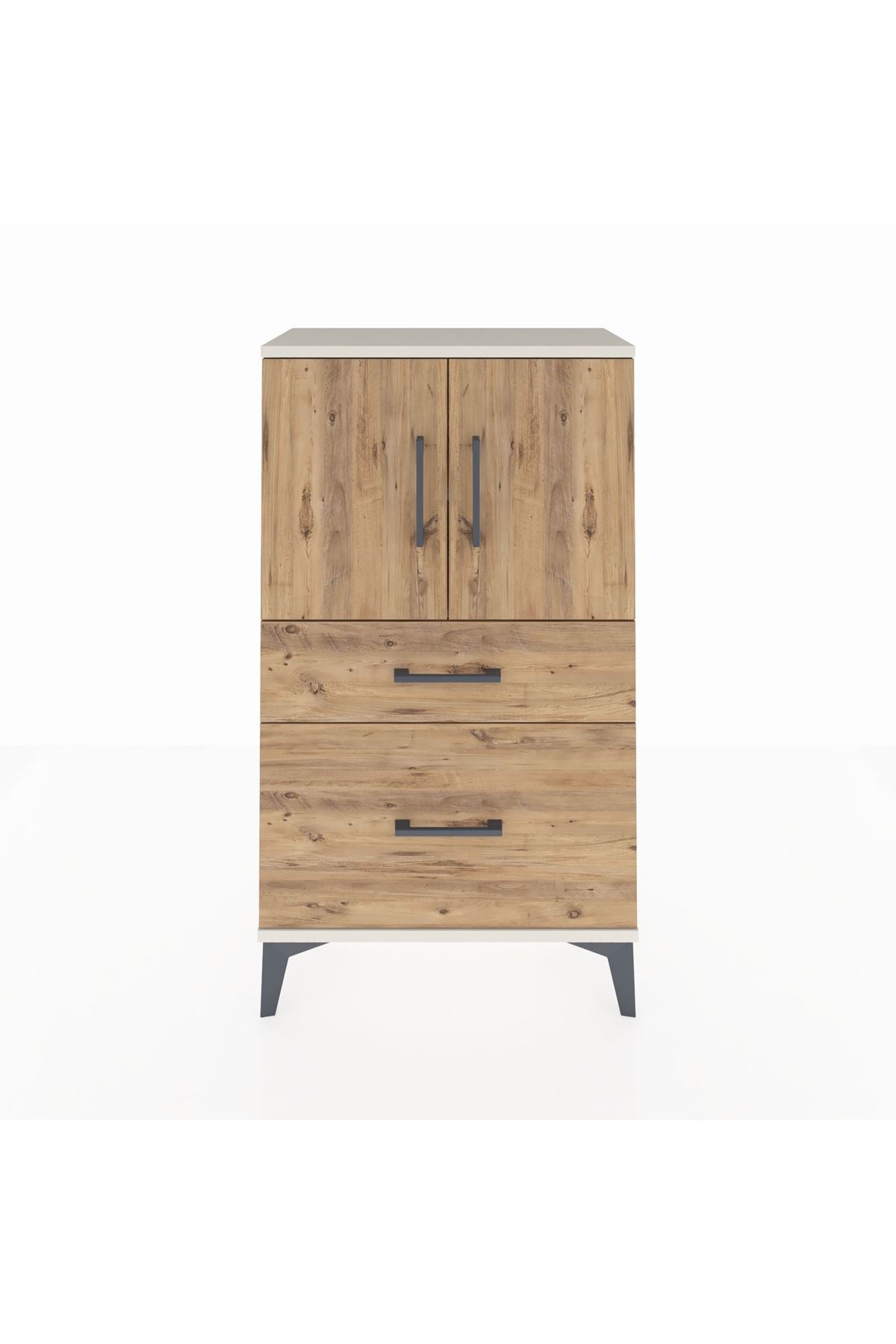Arges Komodin 2 Raflı 2 Çekmeceli 2 Kapaklı 60x30x106 - S15M012V3A