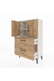 Arges Komodin 2 Raflı 2 Çekmeceli 2 Kapaklı 60x30x106 - S15M012V3A