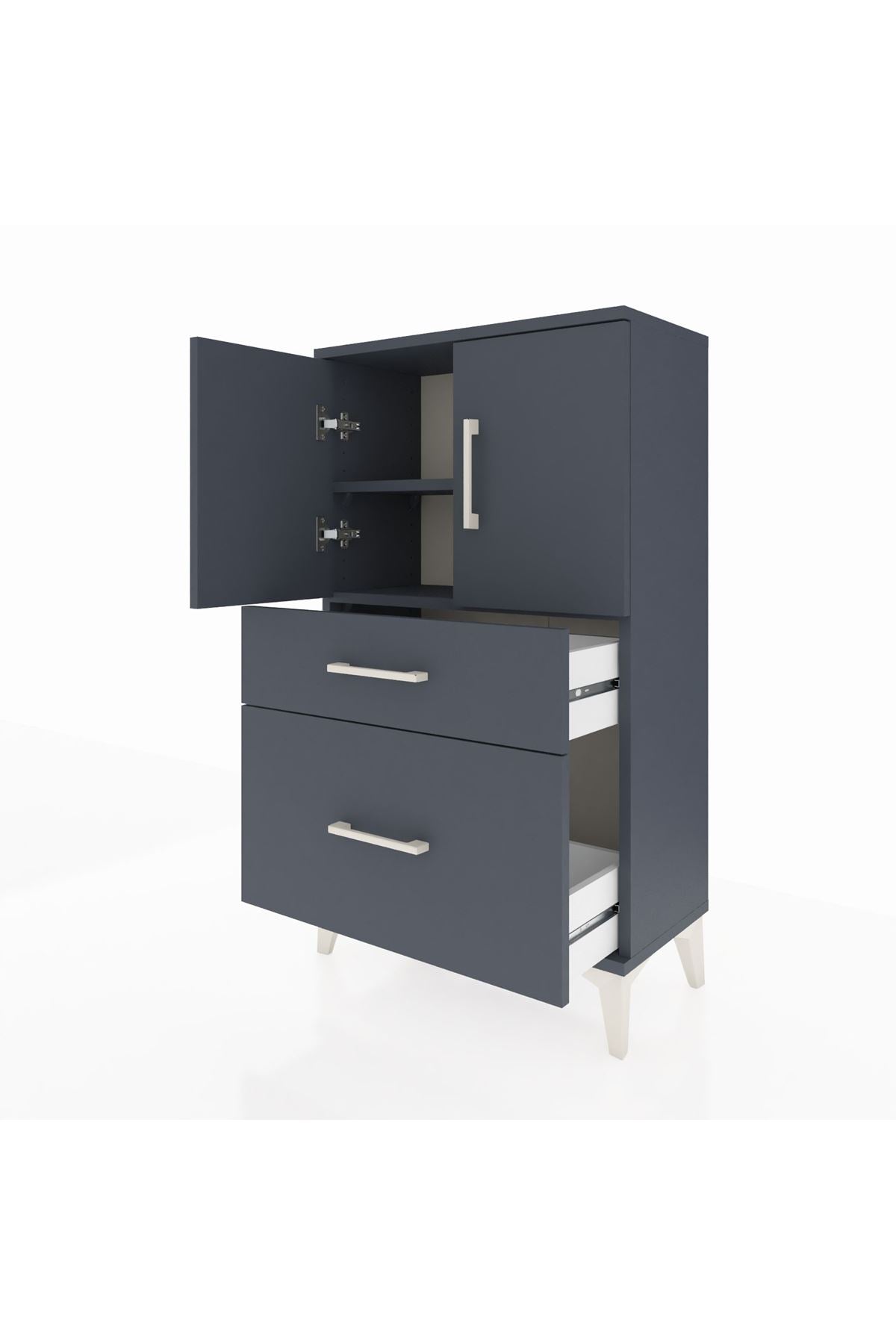 Arges Komodin 2 Raflı 2 Çekmeceli 2 Kapaklı 60x30x106 - S15M012V5A