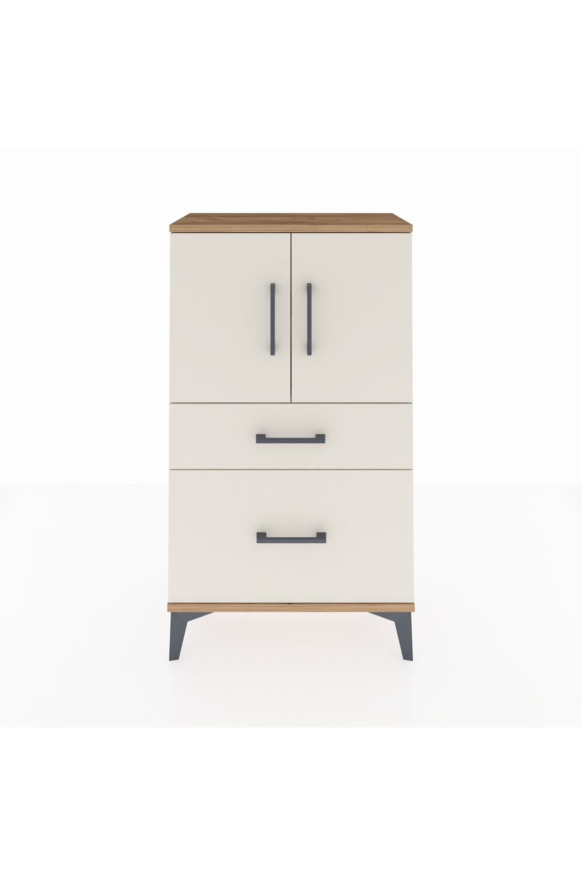 Arges Komodin 2 Raflı 2 Çekmeceli 2 Kapaklı 60x30x106 - S15M012V7A