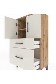 Arges Komodin 2 Raflı 2 Çekmeceli 2 Kapaklı 60x30x106 - S15M012V7A