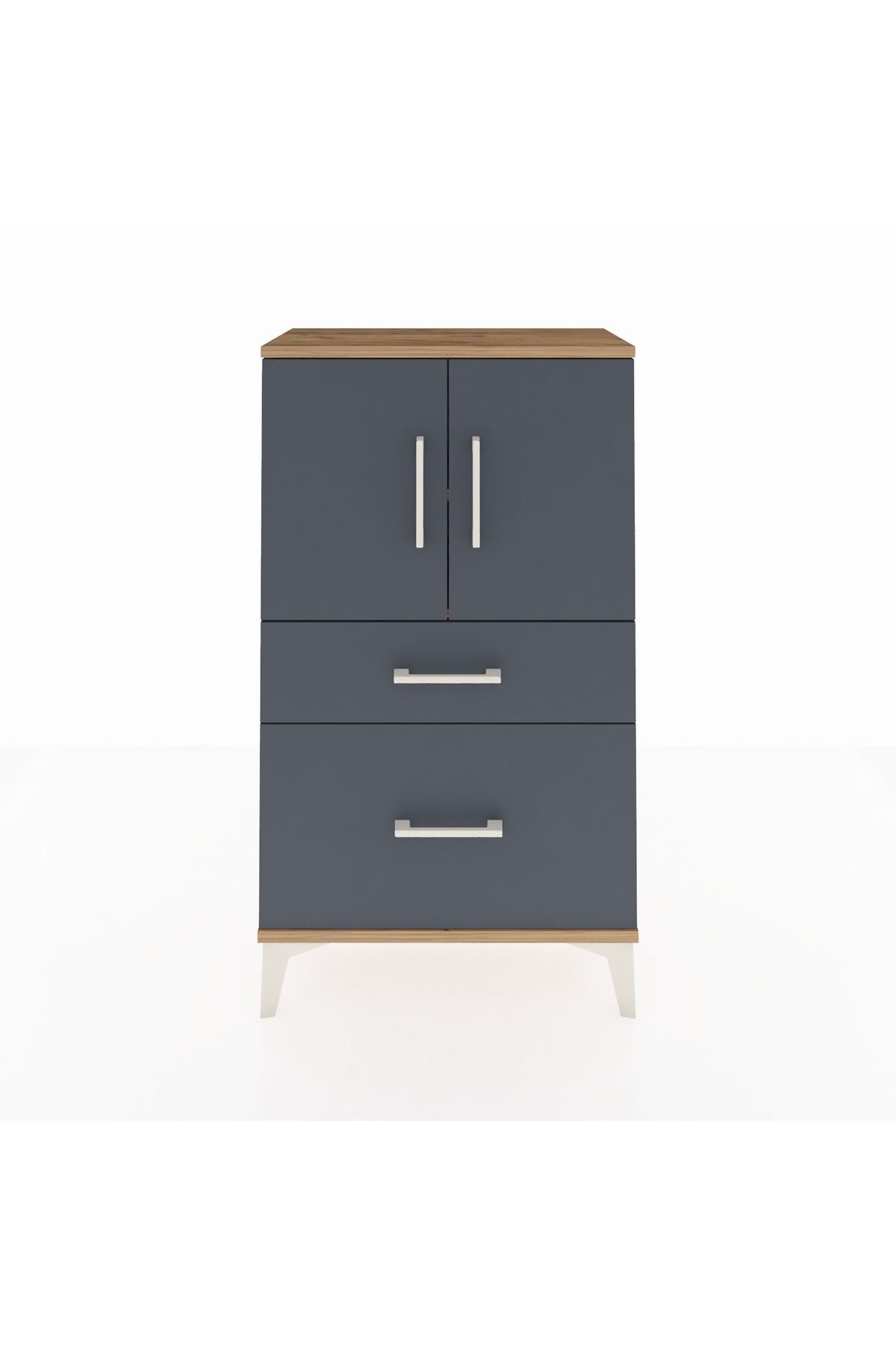 Arges Komodin 2 Raflı 2 Çekmeceli 2 Kapaklı 60x30x106 - S15M012V8A