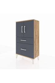 Arges Komodin 2 Raflı 2 Çekmeceli 2 Kapaklı 60x30x106 - S15M012V8A