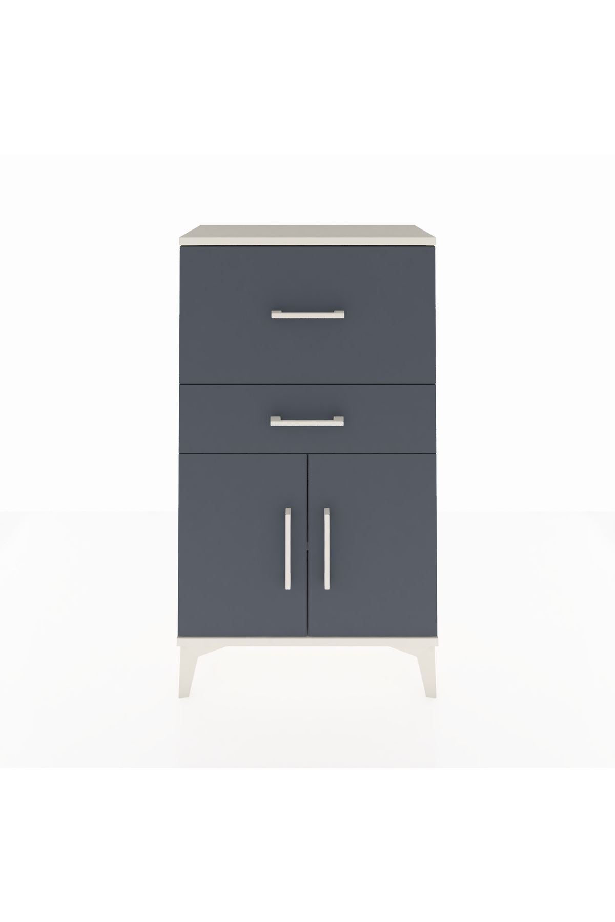 Arges Komodin Tek Raflı 2 Çekmeceli 2 Kapaklı 60x30x106 - S15M013V2A