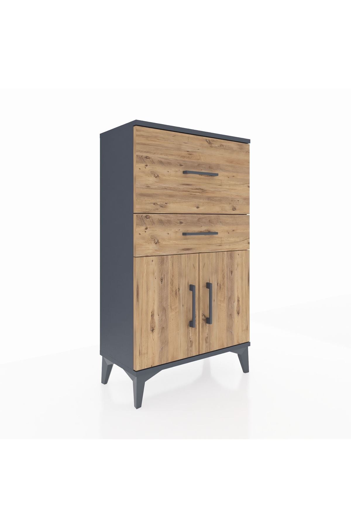 Arges Komodin Tek Raflı 2 Çekmeceli 2 Kapaklı 60x30x106 - S15M013V6A