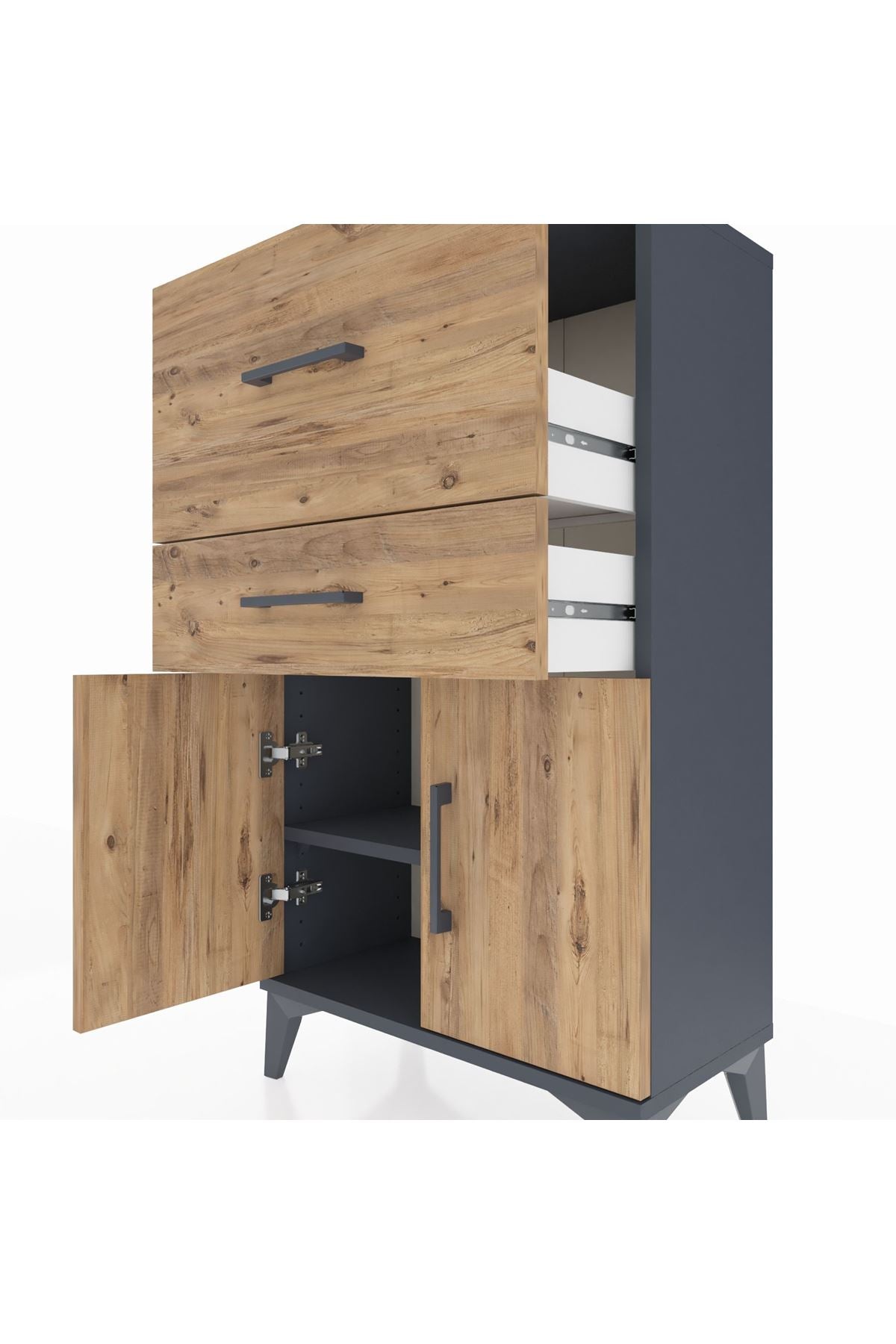 Arges Komodin Tek Raflı 2 Çekmeceli 2 Kapaklı 60x30x106 - S15M013V6A