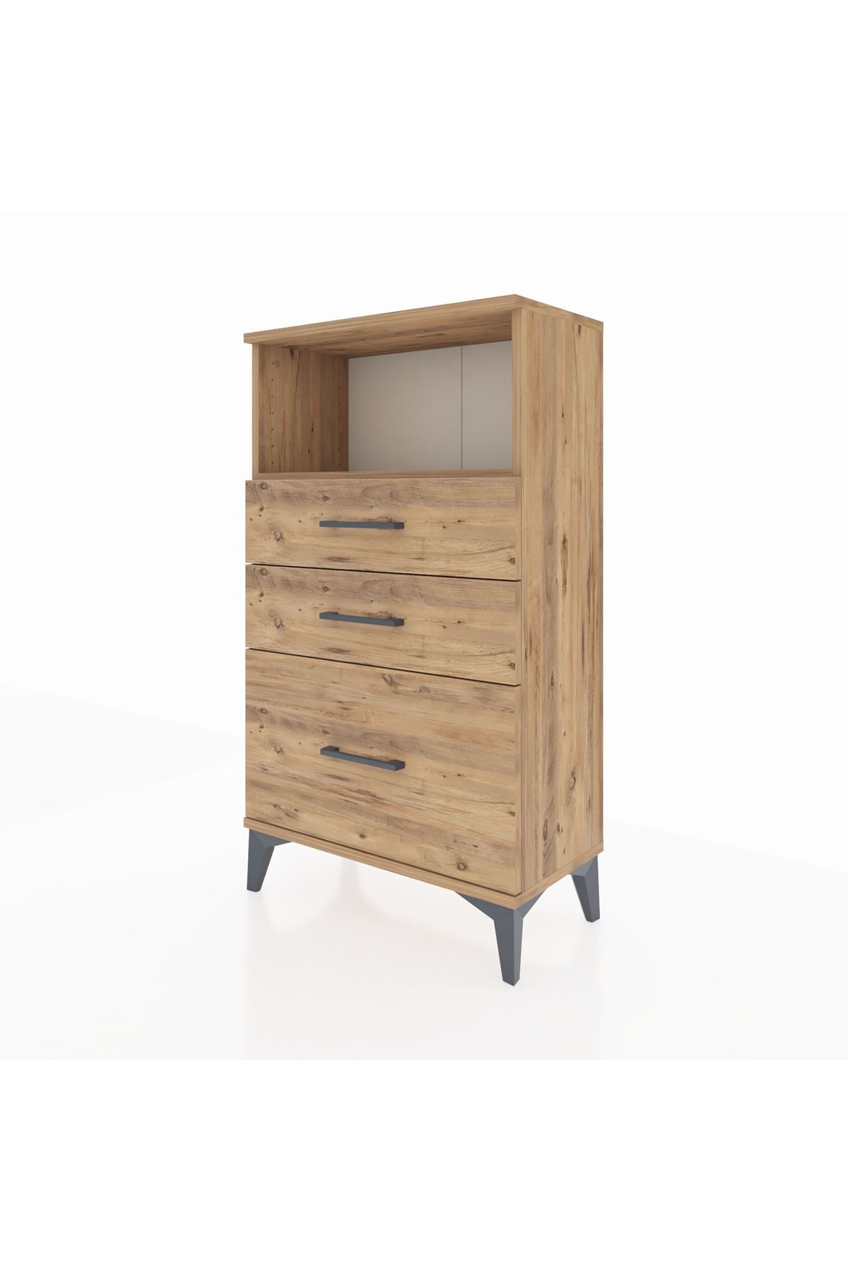 Arges Komodin Tek Raflı 3 Çekmeceli 60x30x106 - S15M014V9A