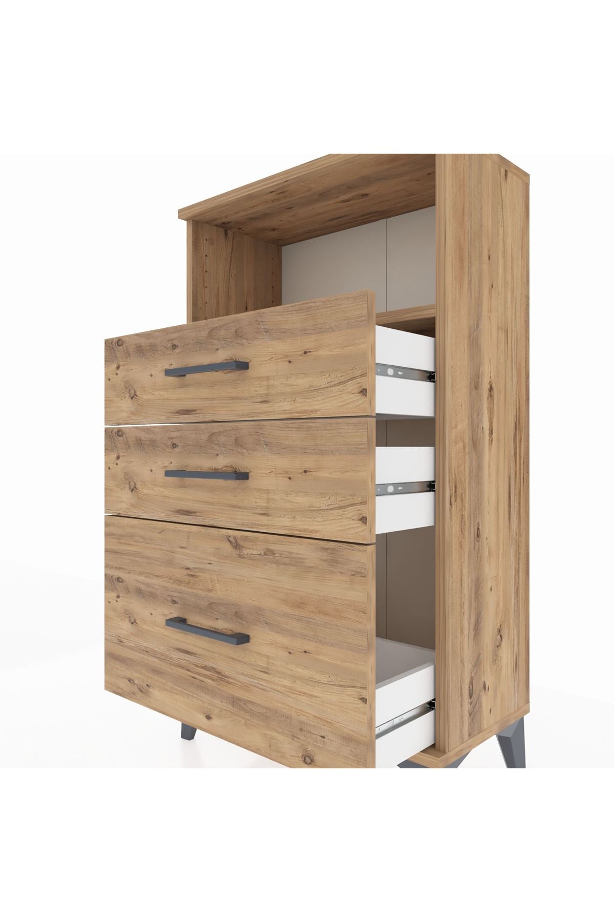 Arges Komodin Tek Raflı 3 Çekmeceli 60x30x106 - S15M014V9A