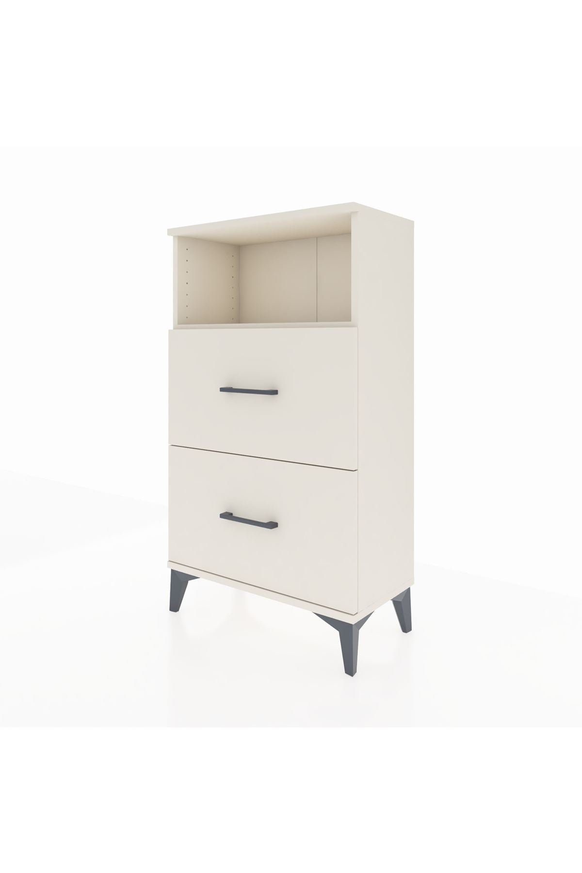 Arges Komodin Tek Raflı 2 Çekmeceli 60x30x106 - S15M015V1A