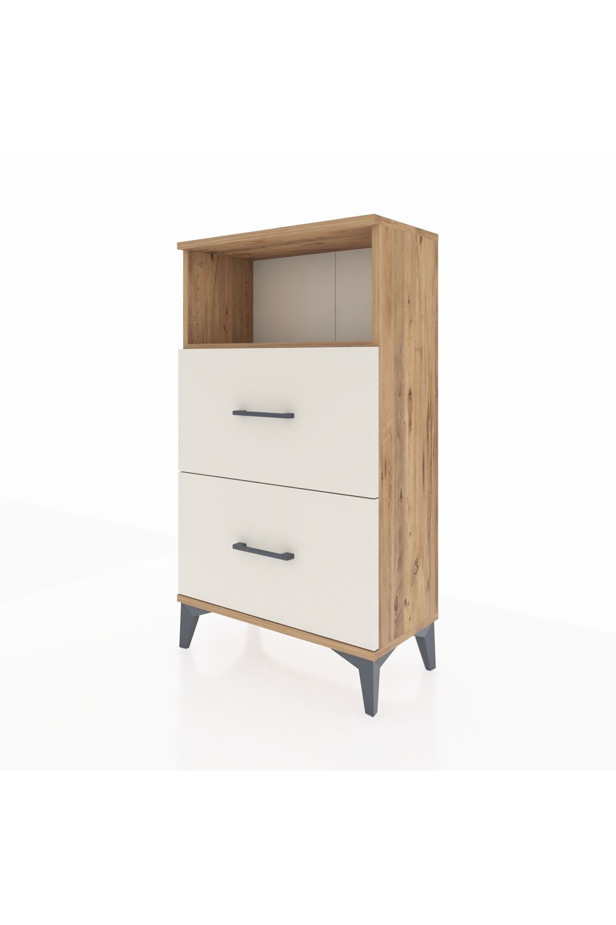 Arges Komodin Tek Raflı 2 Çekmeceli 60x30x106 - S15M015V7A