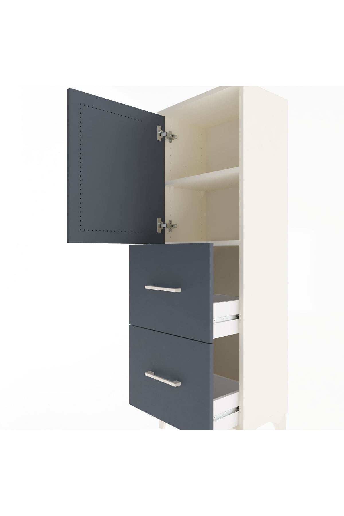 Arges Dolap 2 Raflı 2 Çekmeceli Tek Kapaklı 44x30x134 - S16M001V2A