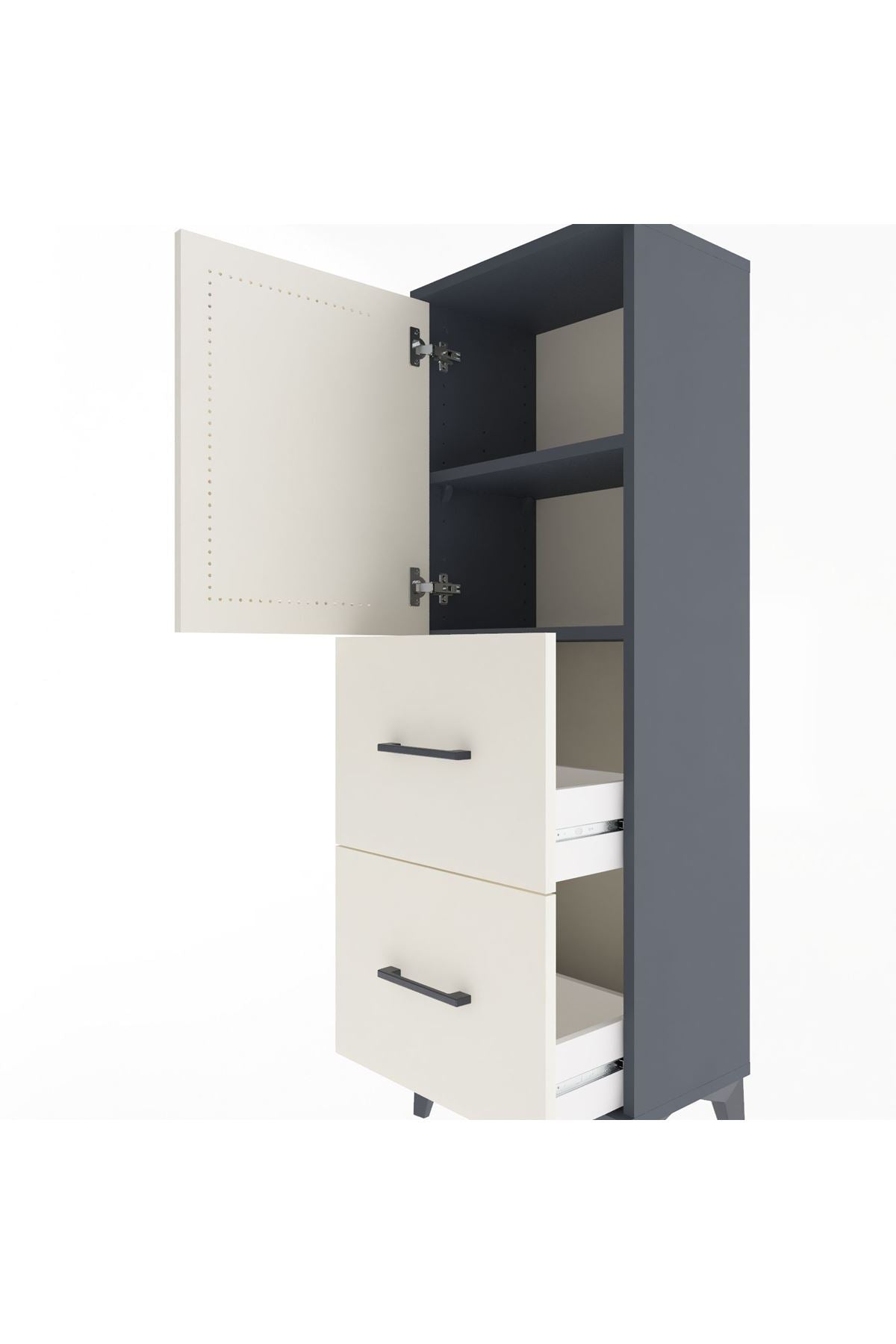 Arges Dolap 2 Raflı 2 Çekmeceli Tek Kapaklı 44x30x134 - S16M001V4A