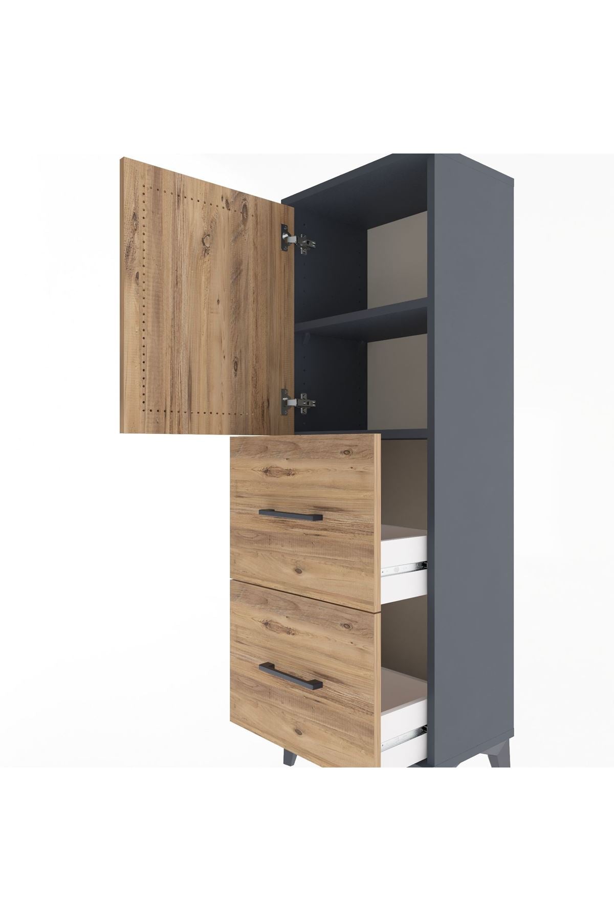 Arges Dolap 2 Raflı 2 Çekmeceli Tek Kapaklı 44x30x134 - S16M001V6A
