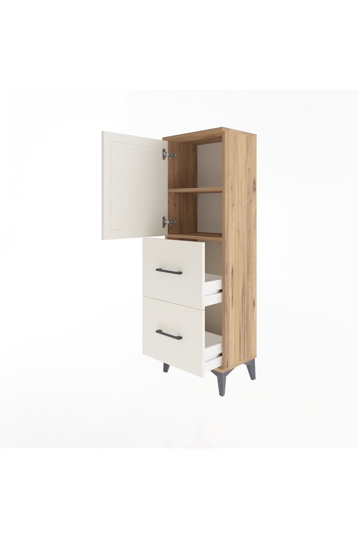 Arges Dolap 2 Raflı 2 Çekmeceli Tek Kapaklı 44x30x134 - S16M001V7A