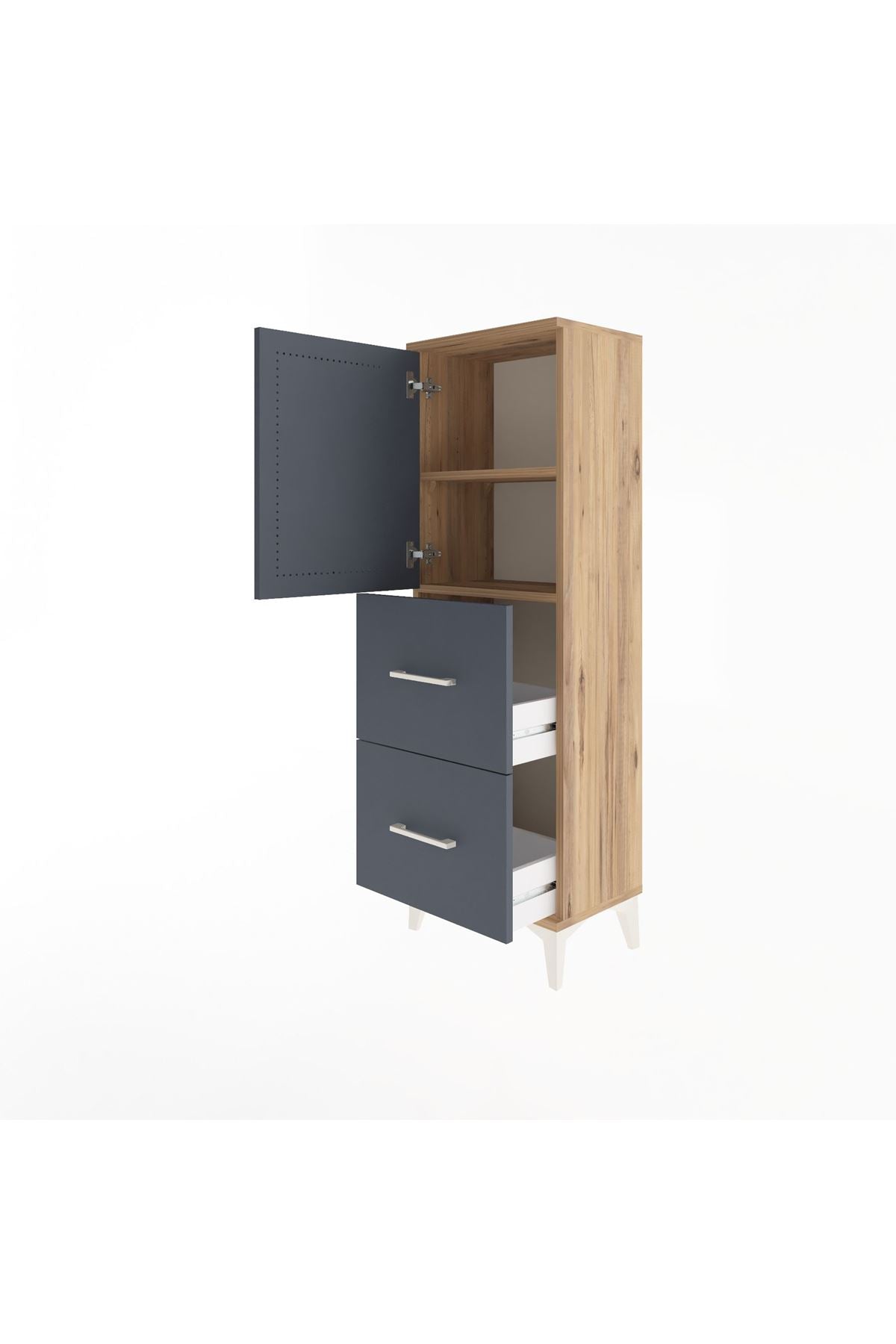 Arges Dolap 2 Raflı 2 Çekmeceli Tek Kapaklı 44x30x134 - S16M001V8A