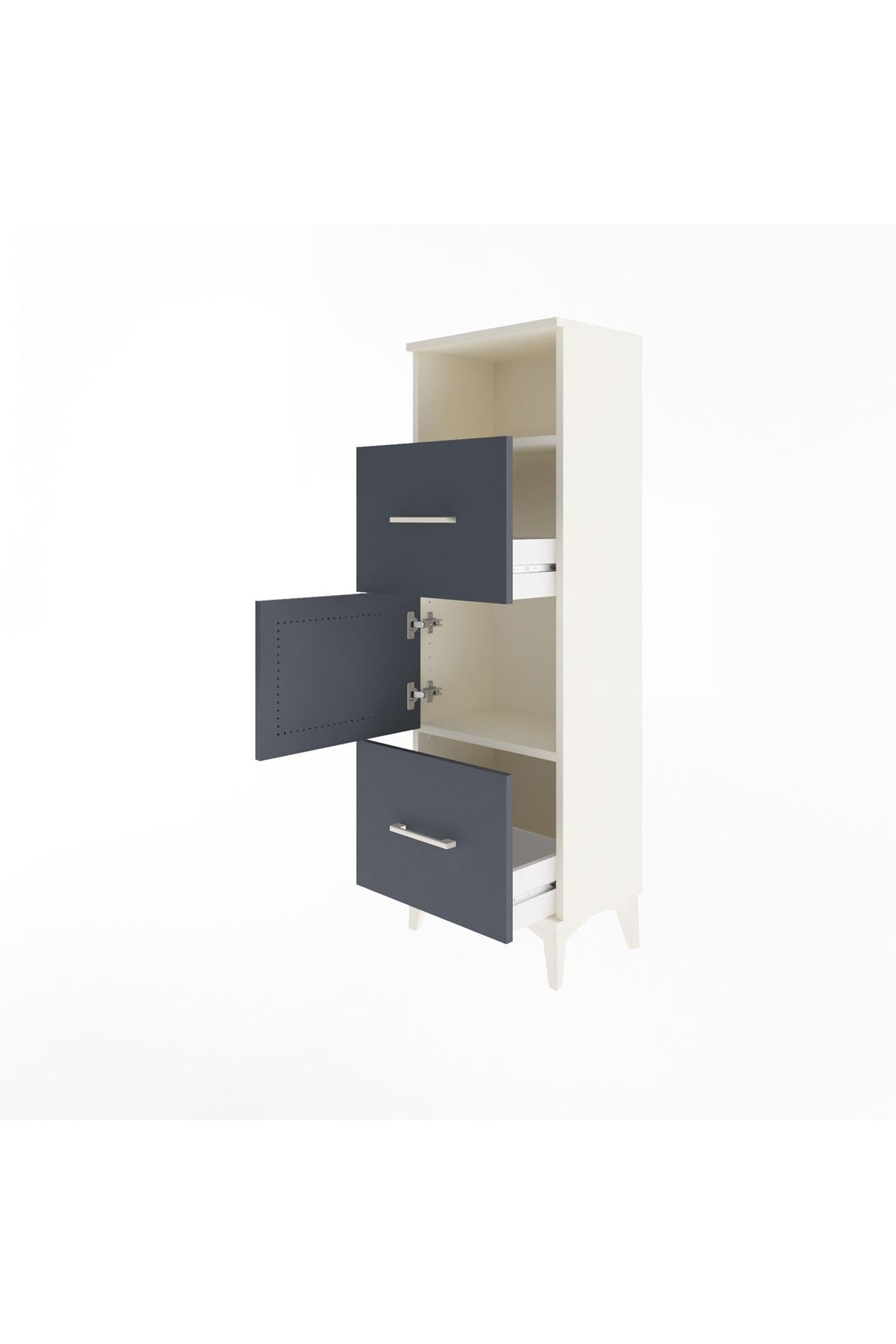 Arges Dolap 2 Raflı 2 Çekmeceli Tek Kapaklı 44x30x134 - S16M003V2A