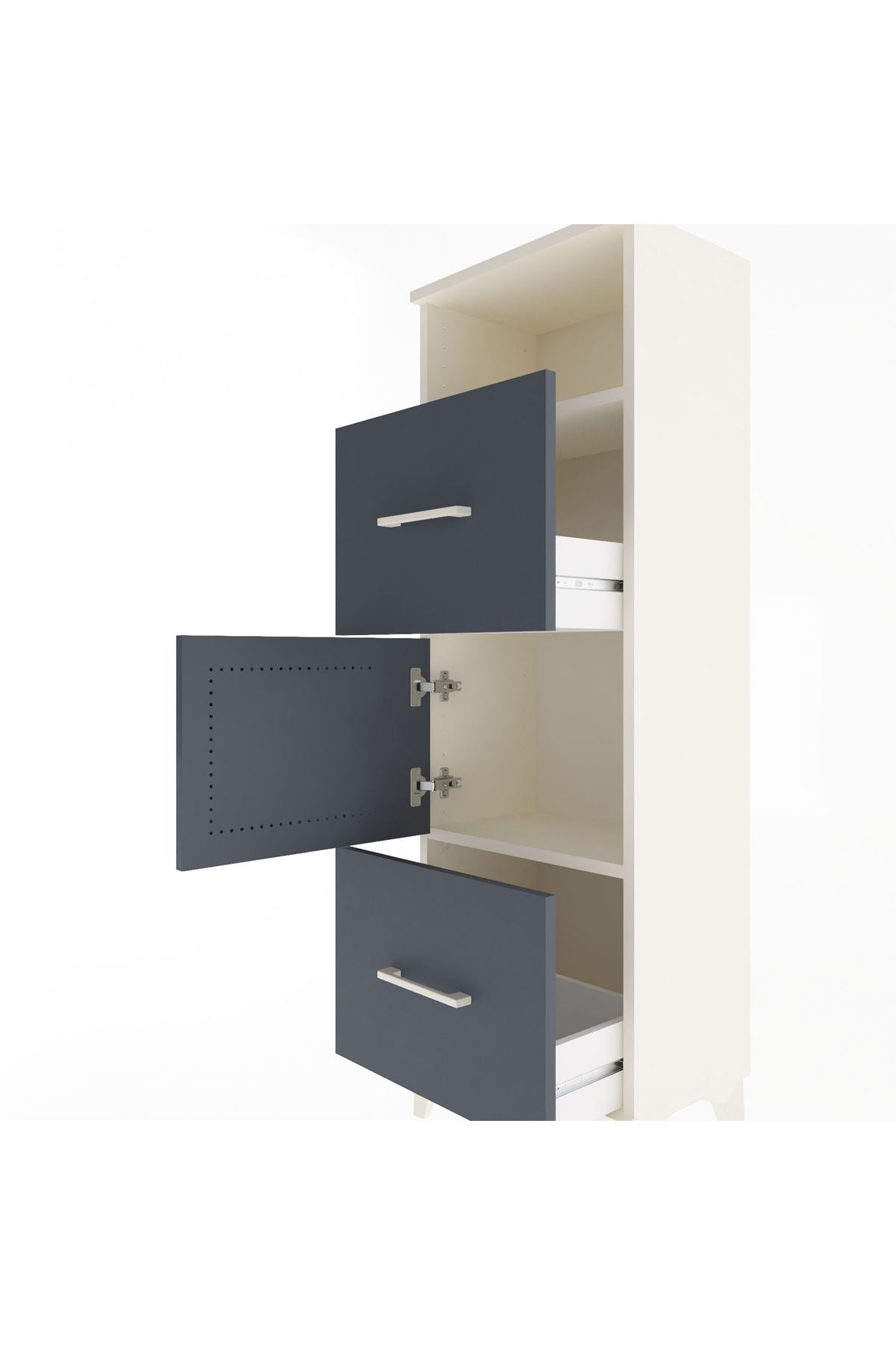 Arges Dolap 2 Raflı 2 Çekmeceli Tek Kapaklı 44x30x134 - S16M003V2A