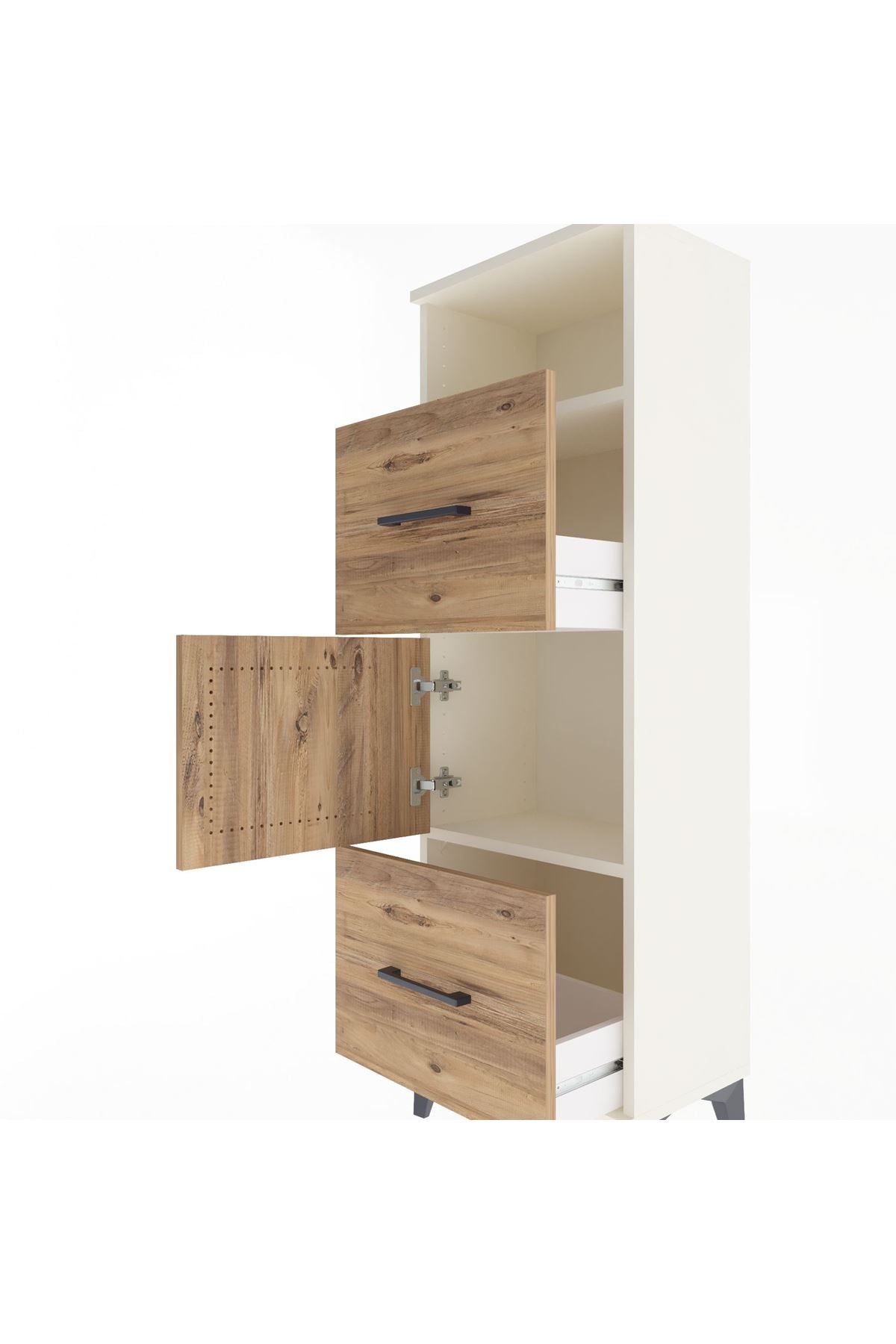 Arges Dolap 2 Raflı 2 Çekmeceli Tek Kapaklı 44x30x134 - S16M003V3A