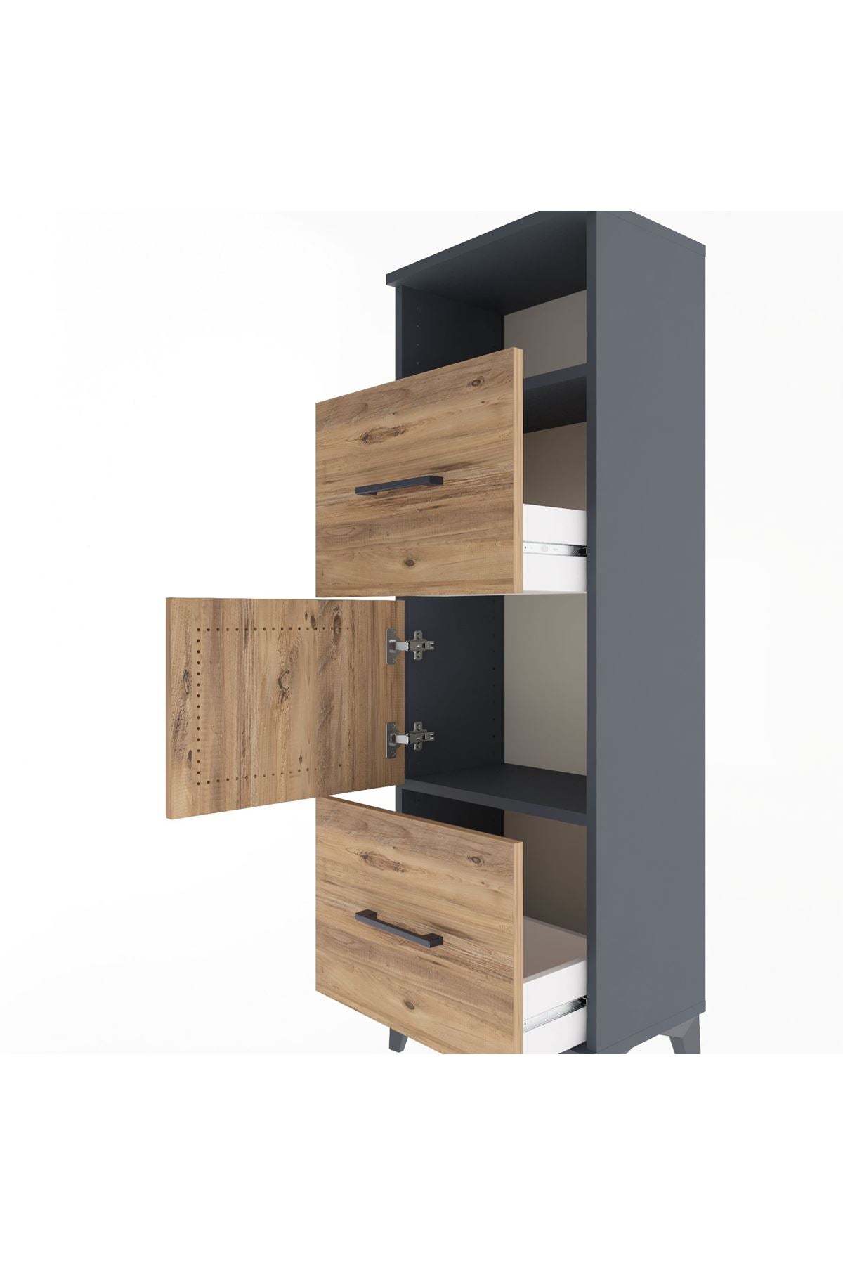Arges Dolap 2 Raflı 2 Çekmeceli Tek Kapaklı 44x30x134 - S16M003V6A