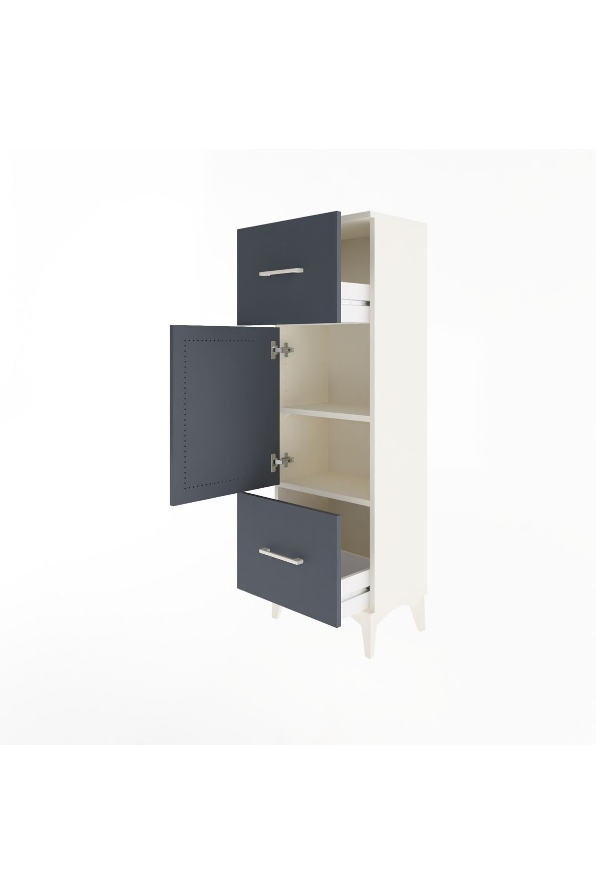 Arges Dolap 2 Raflı 2 Çekmeceli Tek Kapaklı 44x30x134 - S16M005V2A