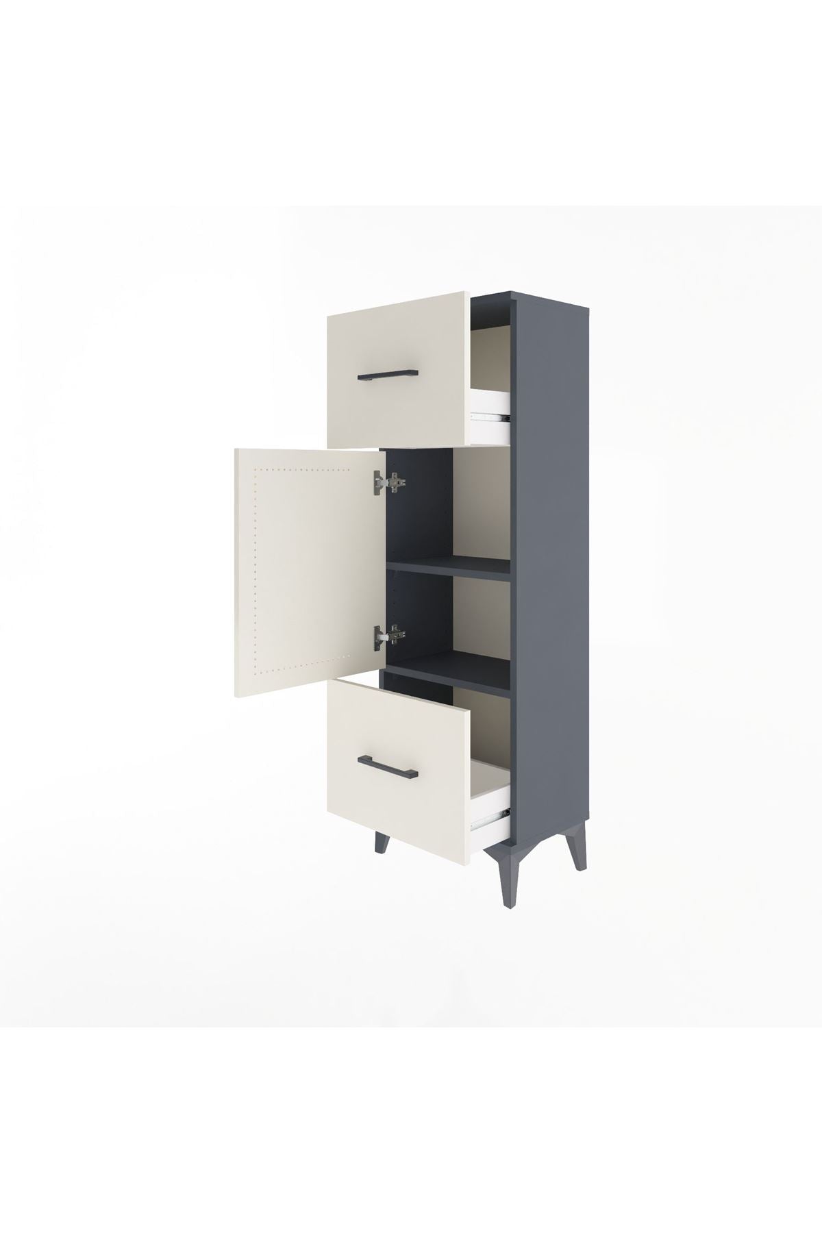 Arges Dolap 2 Raflı 2 Çekmeceli Tek Kapaklı 44x30x134 - S16M005V4A