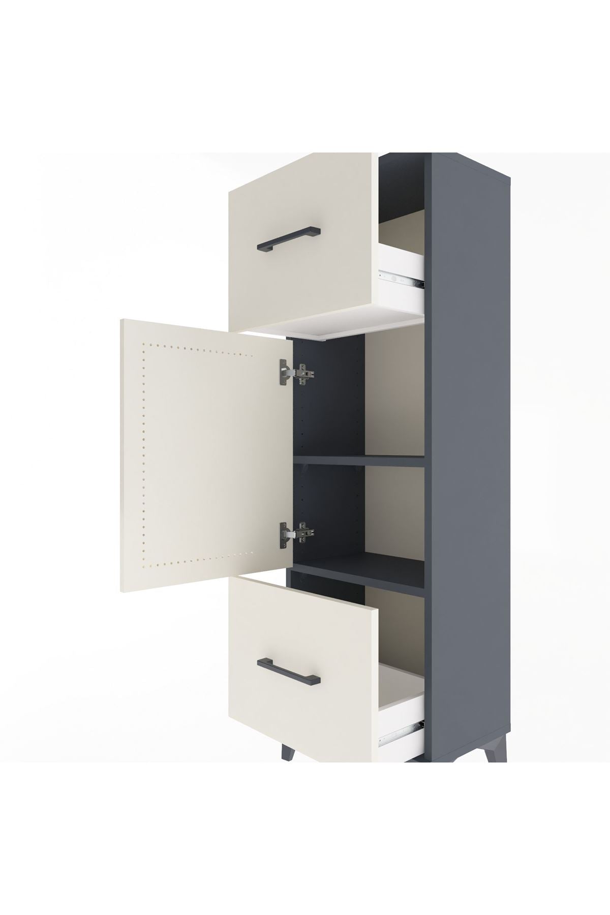 Arges Dolap 2 Raflı 2 Çekmeceli Tek Kapaklı 44x30x134 - S16M005V4A