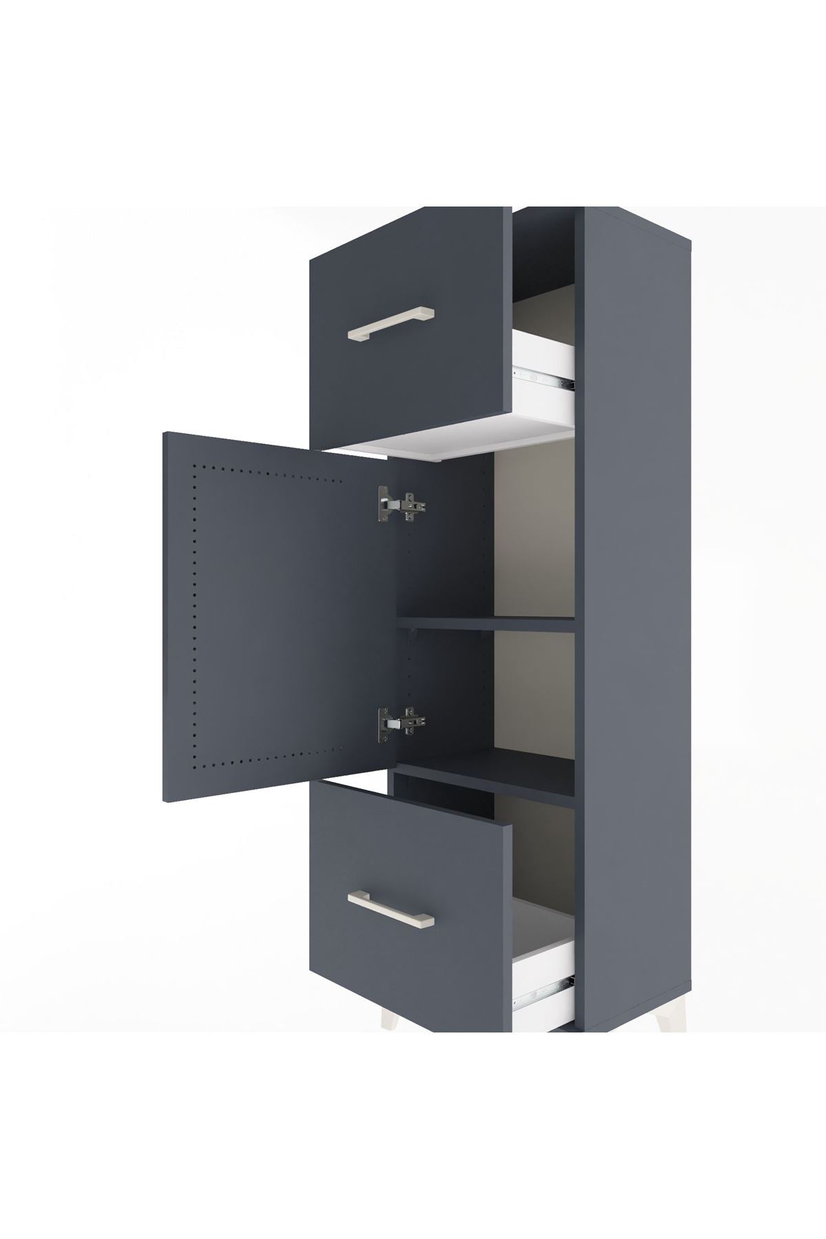 Arges Dolap 2 Raflı 2 Çekmeceli Tek Kapaklı 44x30x134 - S16M005V5A