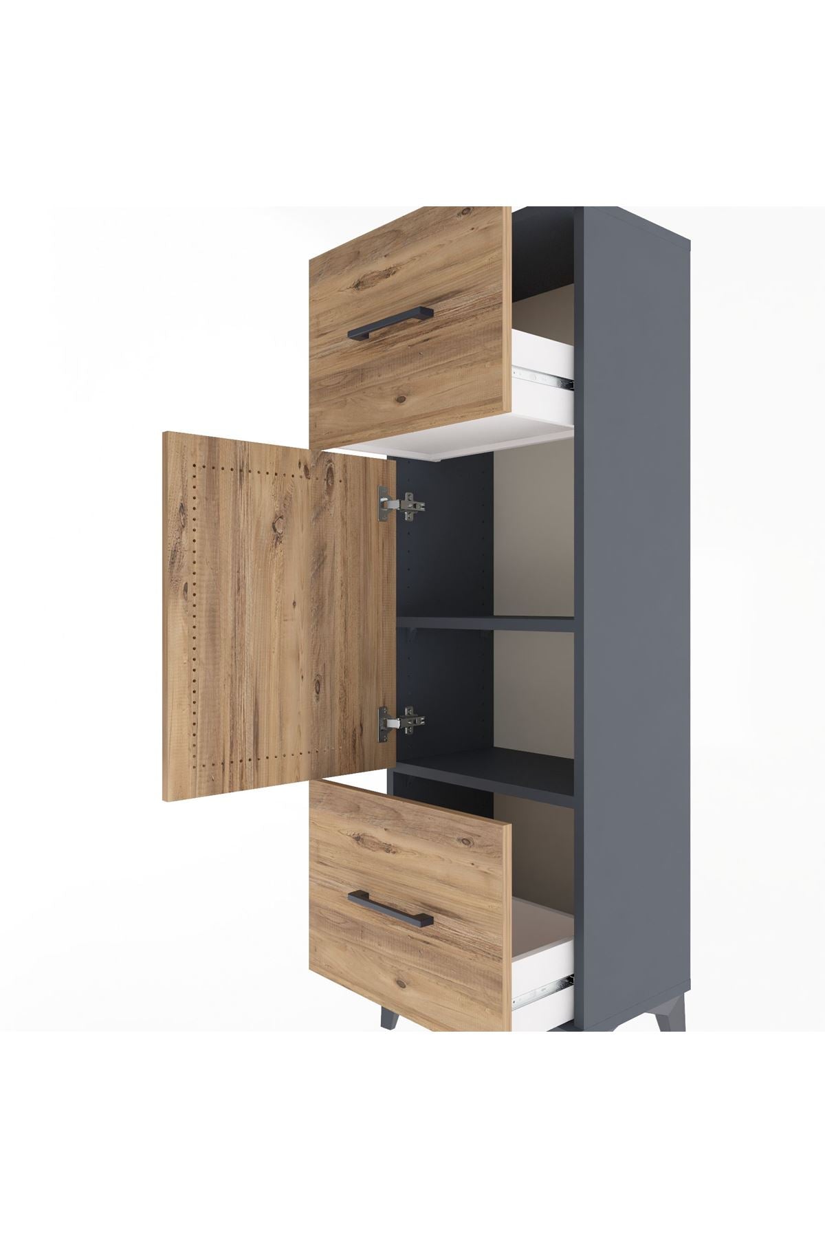 Arges Dolap 2 Raflı 2 Çekmeceli Tek Kapaklı 44x30x134 - S16M005V6A