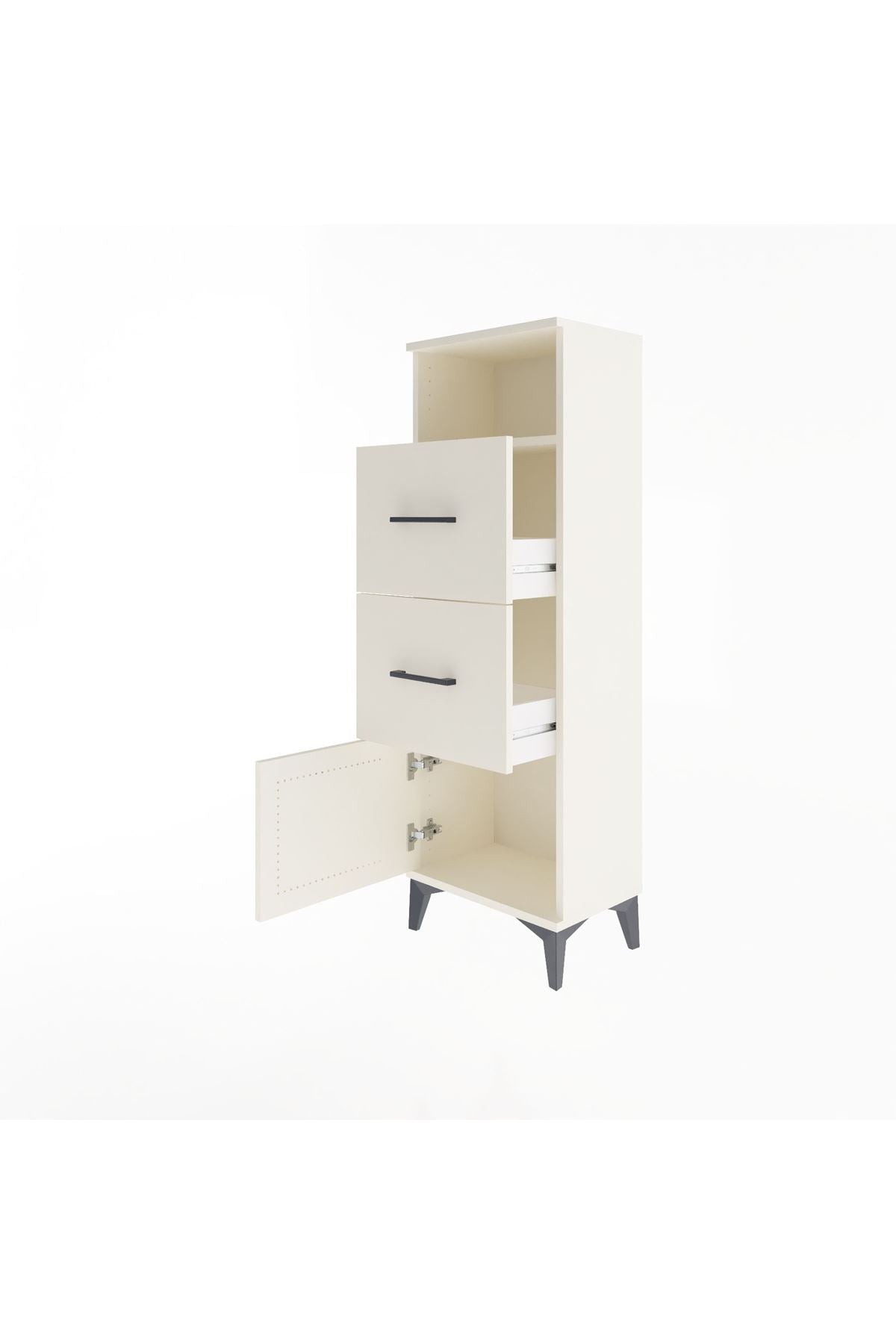 Arges Dolap Tek Raflı 2 Çekmeceli Tek Kapaklı 44x30x134 - S16M007V1A