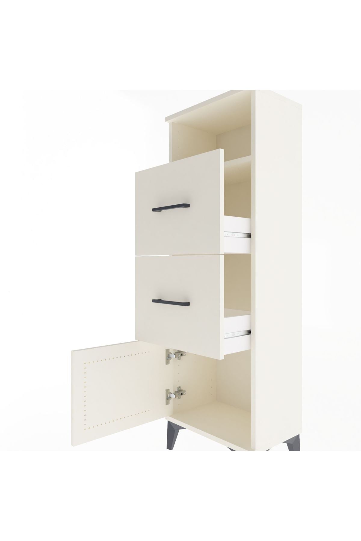Arges Dolap Tek Raflı 2 Çekmeceli Tek Kapaklı 44x30x134 - S16M007V1A