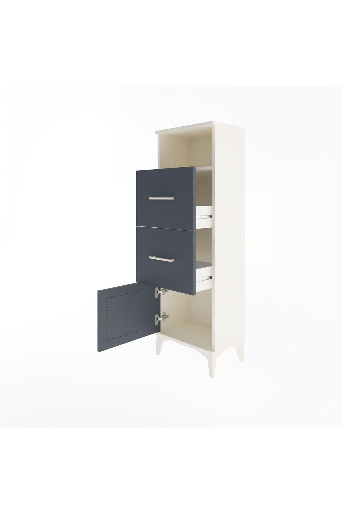 Arges Dolap Tek Raflı 2 Çekmeceli Tek Kapaklı 44x30x134 - S16M007V2A