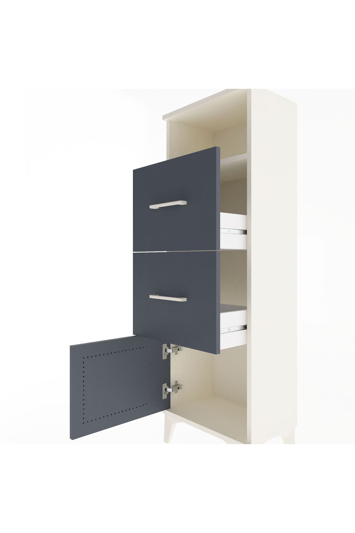 Arges Dolap Tek Raflı 2 Çekmeceli Tek Kapaklı 44x30x134 - S16M007V2A