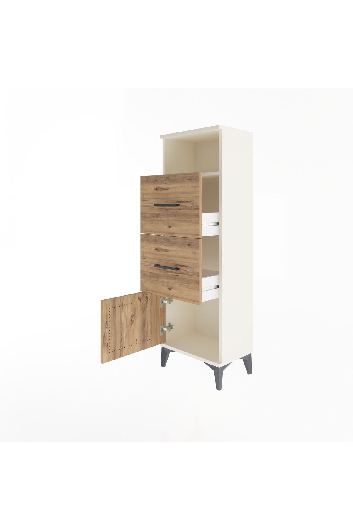 Arges Dolap Tek Raflı 2 Çekmeceli Tek Kapaklı 44x30x134 - S16M007V3A