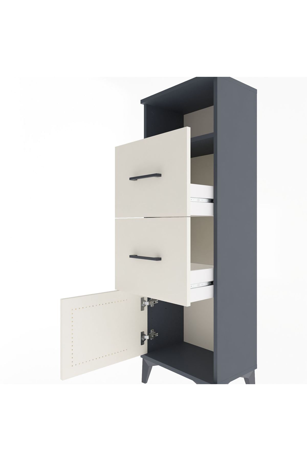 Arges Dolap Tek Raflı 2 Çekmeceli Tek Kapaklı 44x30x134 - S16M007V4A