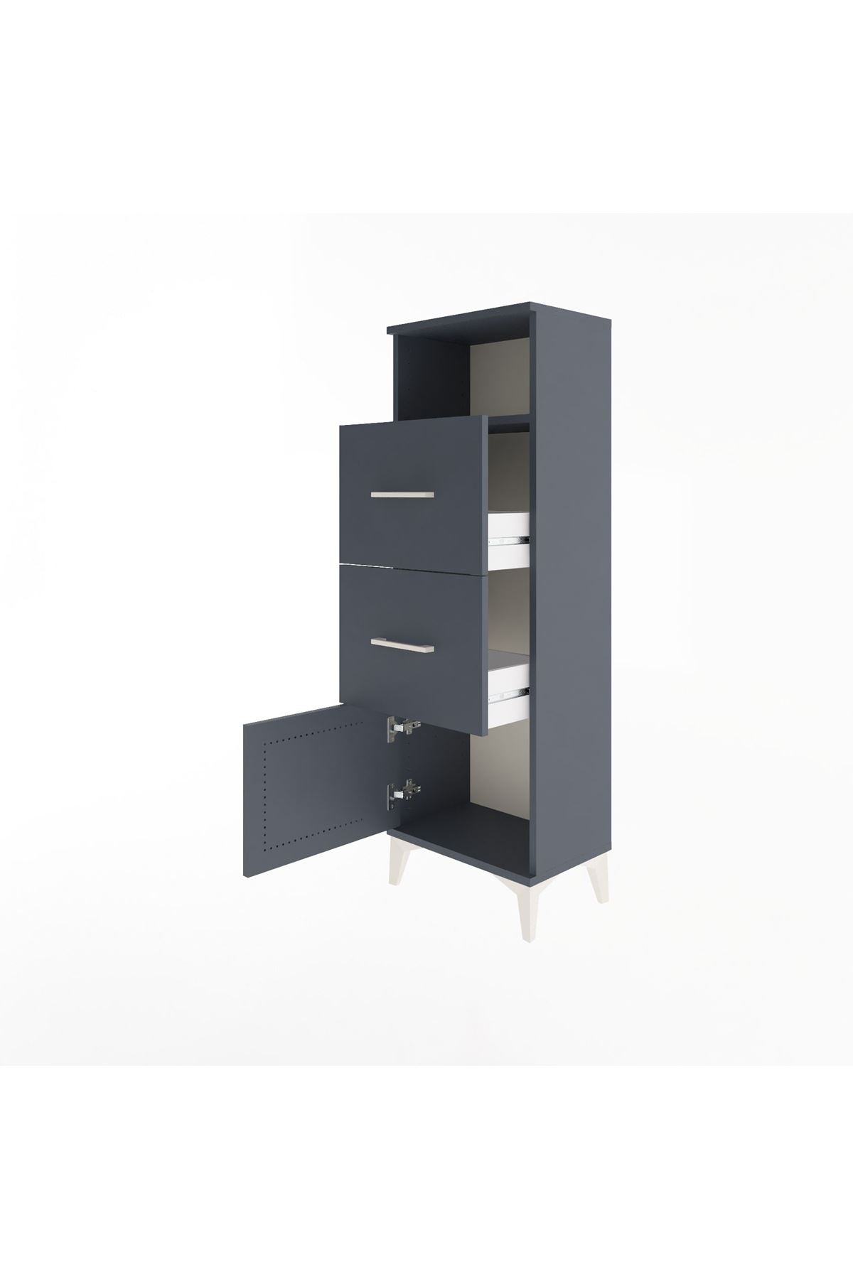Arges Dolap Tek Raflı 2 Çekmeceli Tek Kapaklı 44x30x134 - S16M007V5A